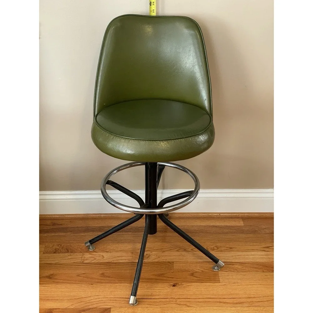 Mid Century Avocado Green Barstool Admiral Chrome Corp‎